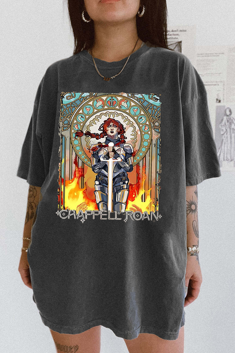 New T-Shirt Chappell Roan Merch, Shirt Chappell Roan Knight Joan Of Arc Drag Midwest Princess Tour For Women