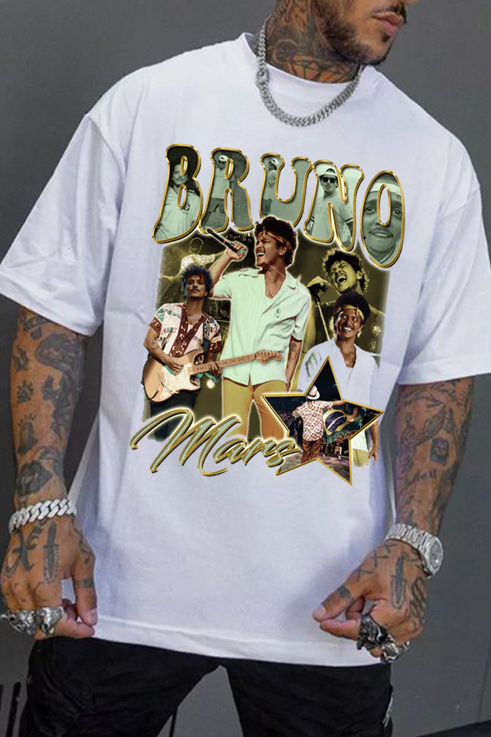 New T-Shirt Camiseta Oversized Merch, Shirt Camiseta Oversized Bruno Mars Bruninho