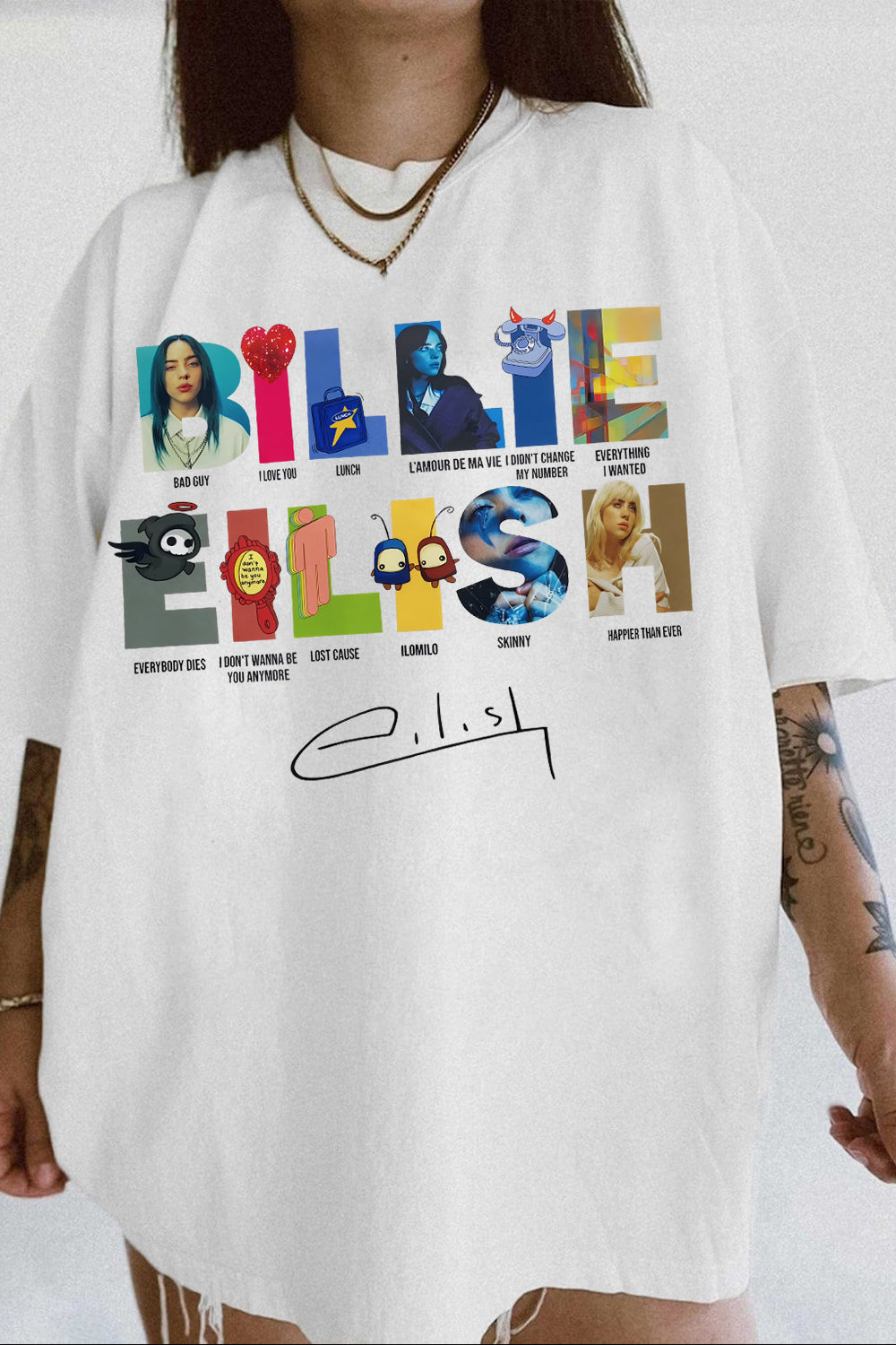 New T-Shirt Billie Eilish Merch, Shirt Billie Eilish Song Concert For Women