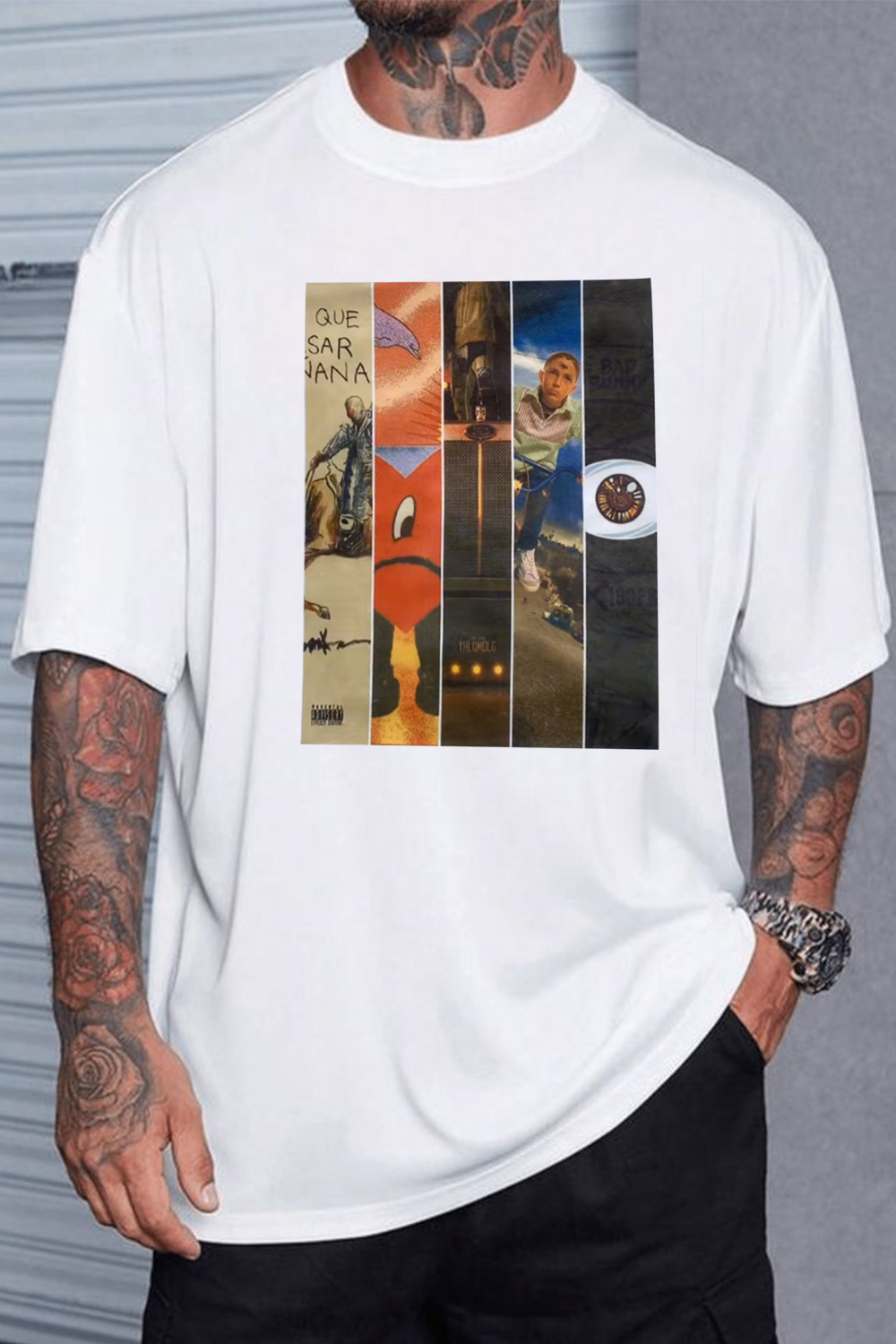 T-Shirt Bad Bunny Merch, Shirt Bad Bunny Retro Poster Short Sleeve