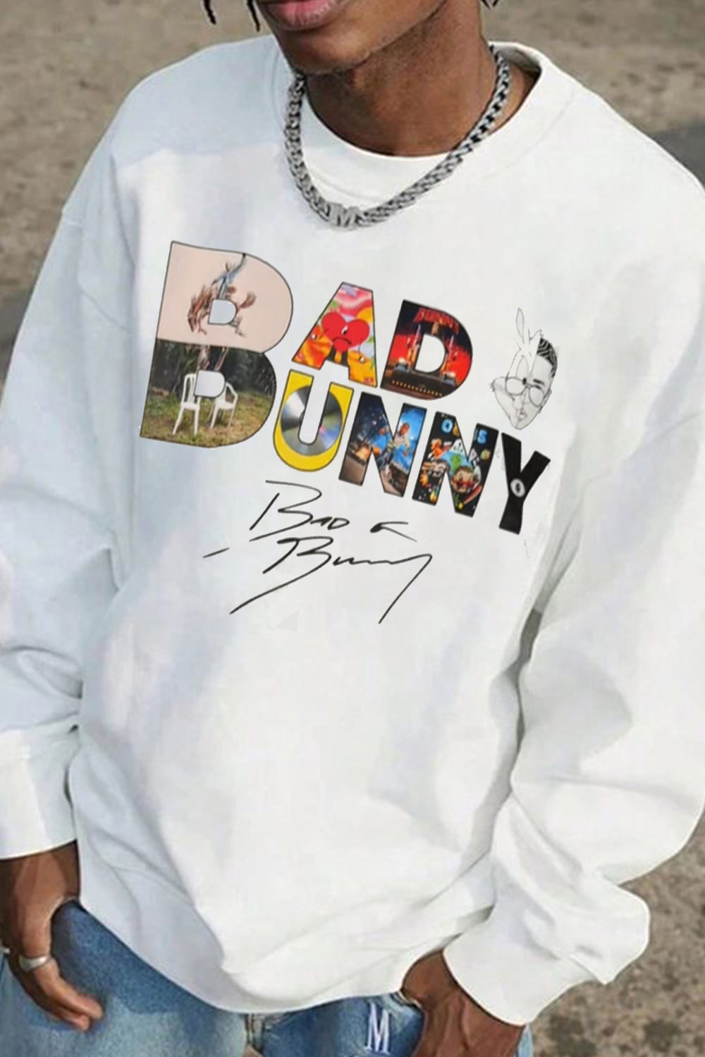 New Bad Bunny Album Cover Design Men Sweatshirt