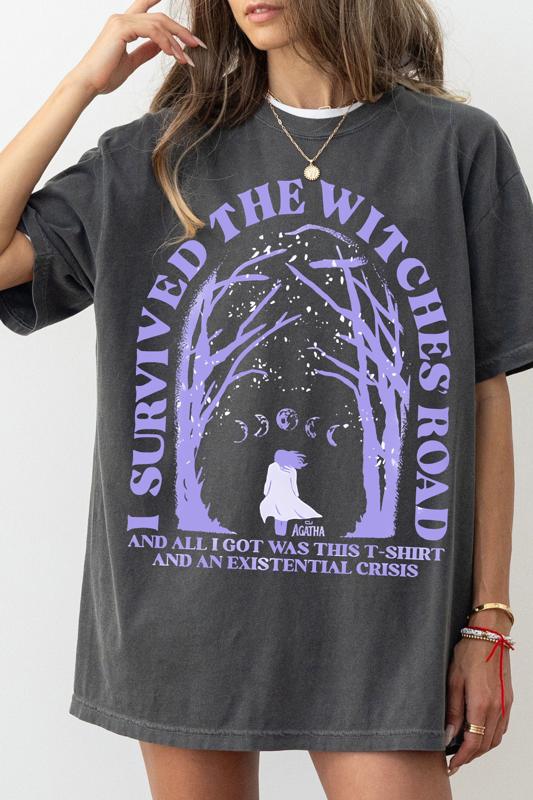 New T-Shirt Agatha All Merch, Shirt Agatha All Along I Survived The Witches Road For Women
