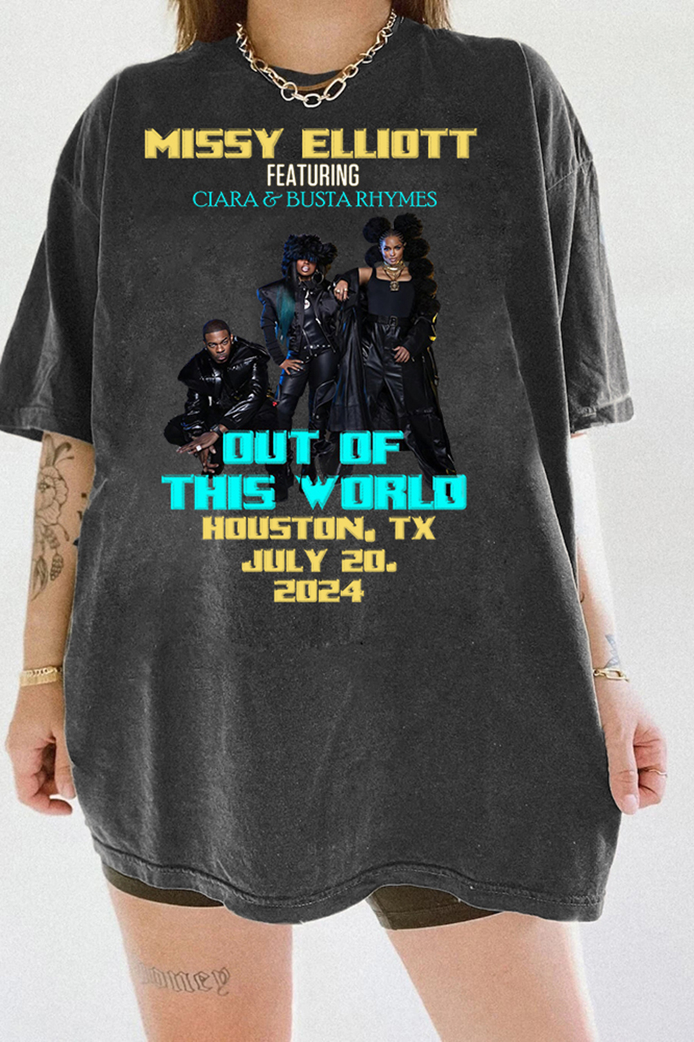 New T-Shirt 2024  Merch, Shirt 2024 Tour Missy Elliott X Ciara & Busta Out Of This World 2024 For Women