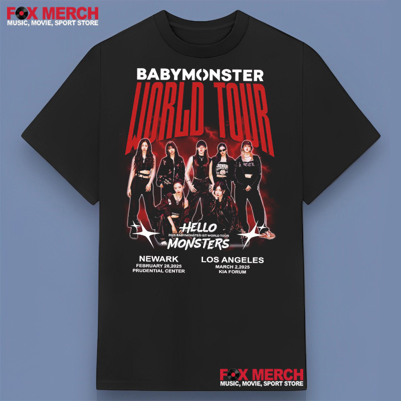 New Babymonster Hello Monster World Tour 2025, Babymonster Hello Monster T-Shirt