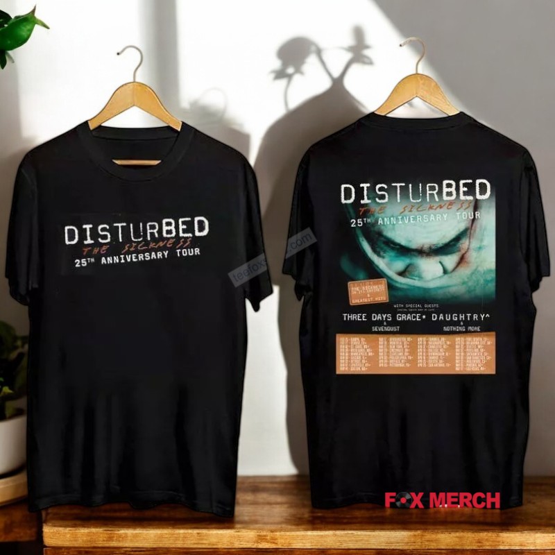 Disturbed The Sickness 25th Anniversary Tour Date 2025, Disturbed The Sickness T-Shirt