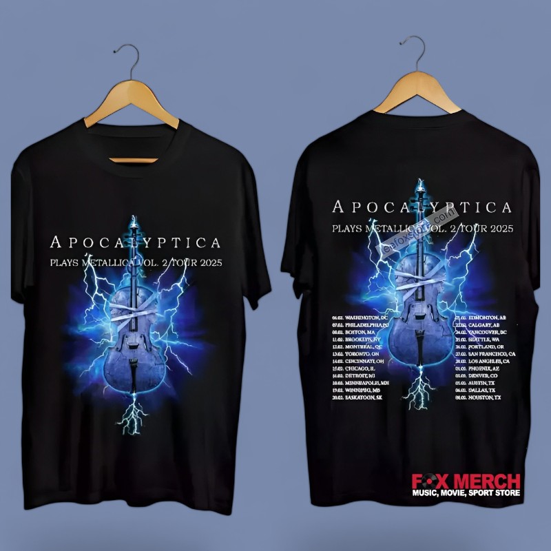 New 2025 Apocalyptica Tour Black, 2025 Apocalyptica Tour T-Shirt