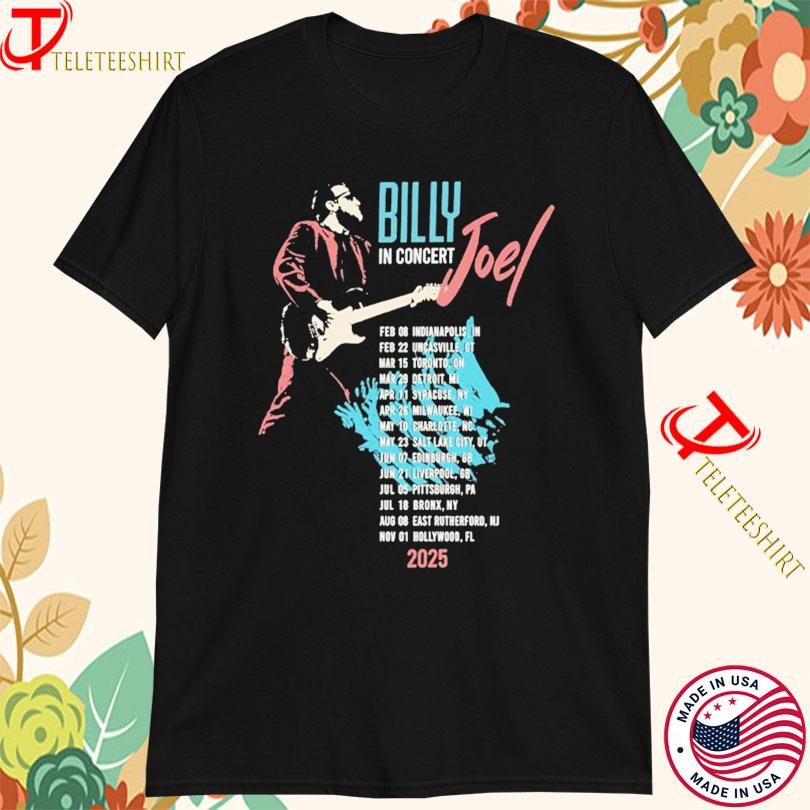 New Billy Joel In Concert Guitar 2025 Tour Itinerary, Billy Joel T-shirts