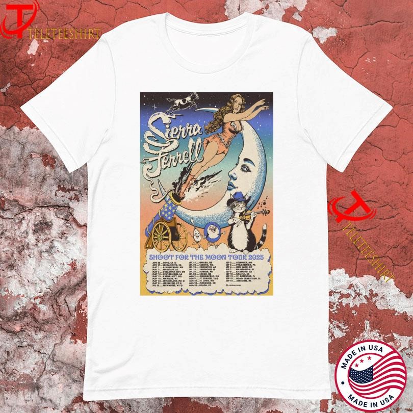 New Official Sierra 2025 Tour Ferrell Shoot For The Moon Cat Guitar, Sierra 2025 T-shirts