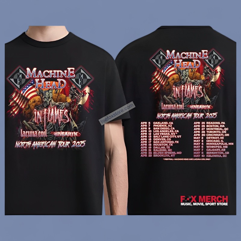 New Machine Head North American Tour 2025 Concert Music, Machine Head North T-Shirt