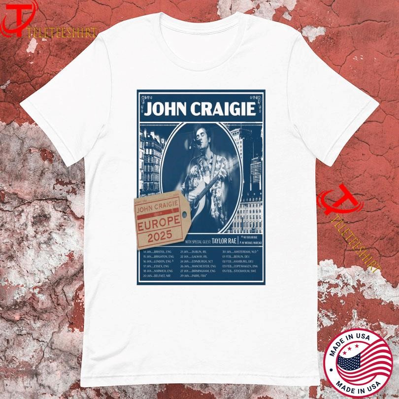 New John Craigie Live In Europe 2025 Tour, John Craigie Live T-shirts