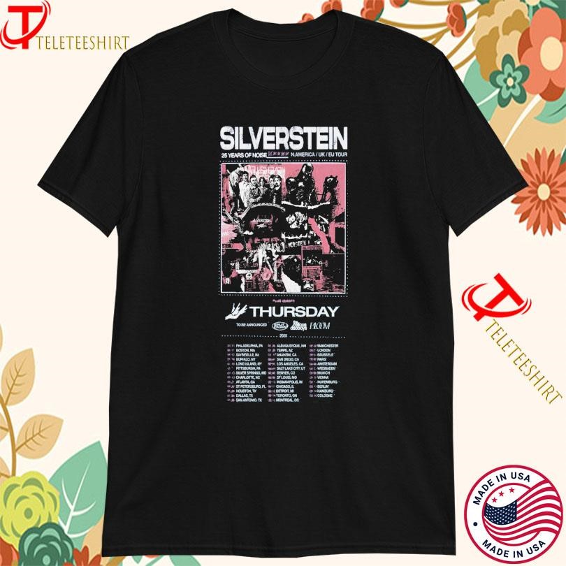 New Silverstein 25 Years Of Noise American UK-EU 2025 Tour, Silverstein 25 Years T-shirts