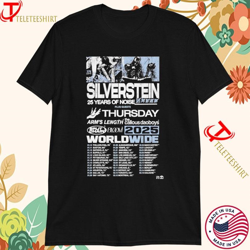 New Silverstein 25 Years Of Noise World Wide 2025 Tour, Silverstein 25 Years T-shirts