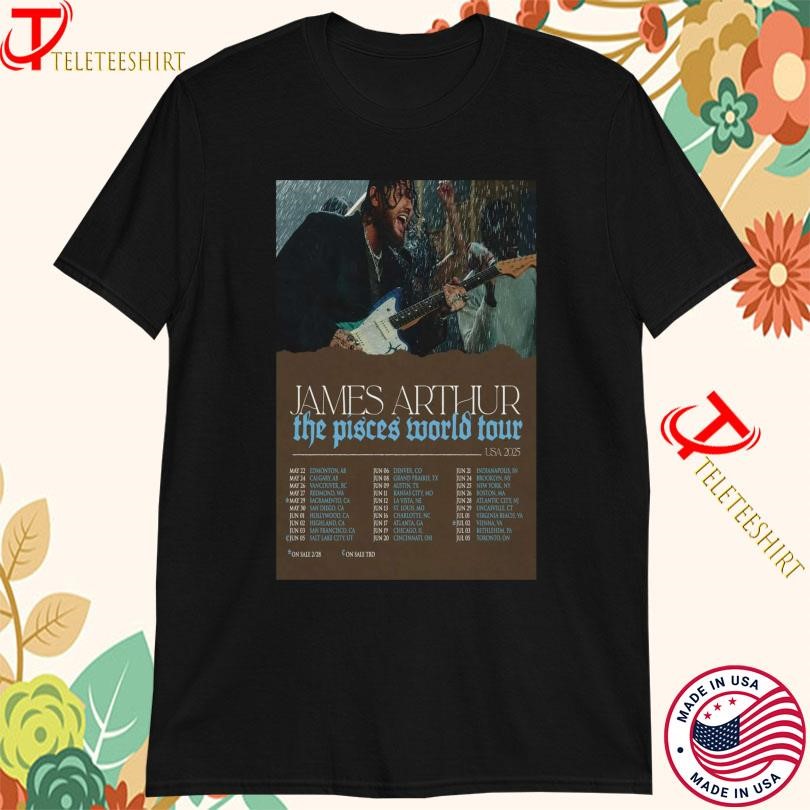 New James Arthur The Pisces World Tour USA 2025, James Arthur T-shirts