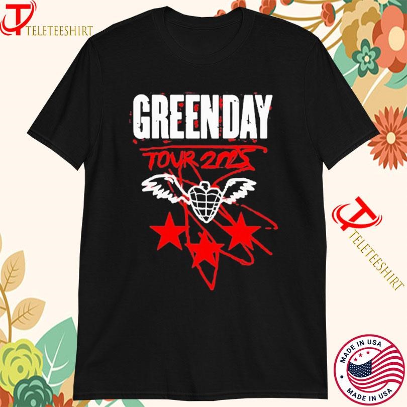 New Official Green Day Heart Wings Star Tour 2025 Show, Official Green Day T-shirts