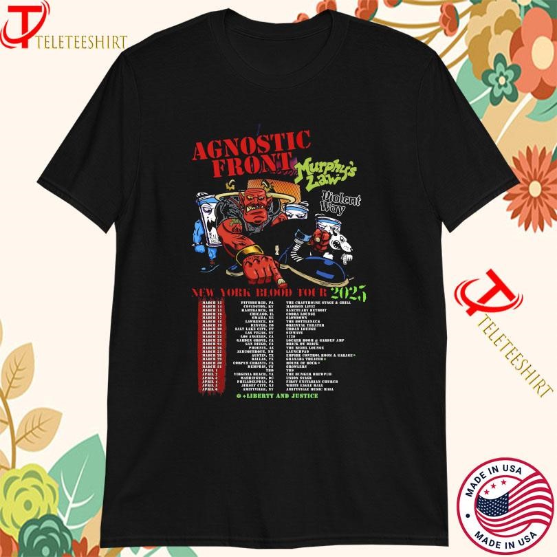 Agnostic Front Murphys Law New York Blood Tour 2025, Agnostic Front Murphys T-shirts