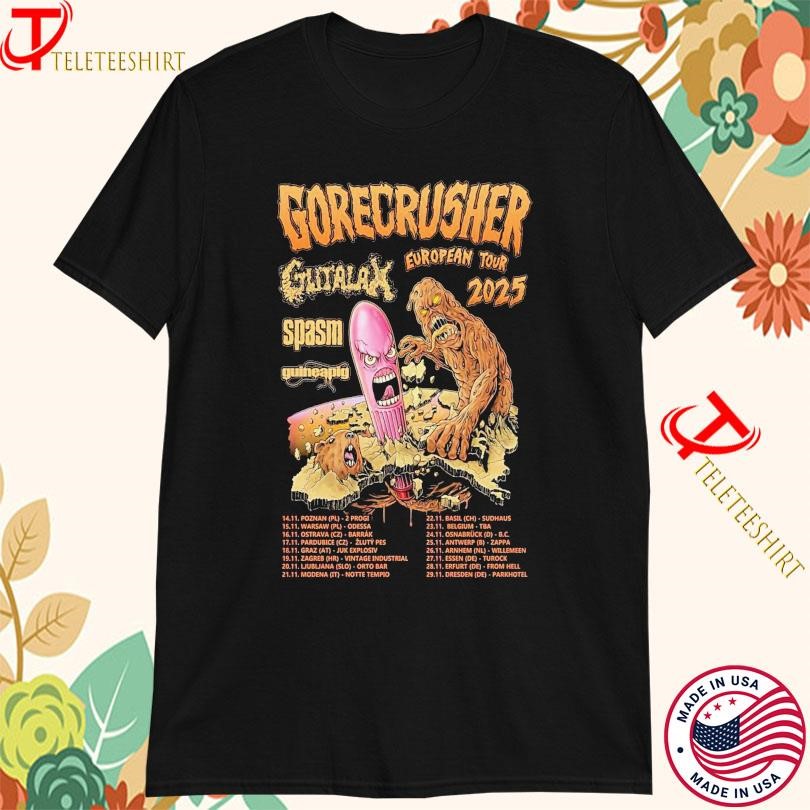 New Gorecrusher With Gutalax, Spasm Tour 2025, Gorecrusher With Gutalax T-shirts