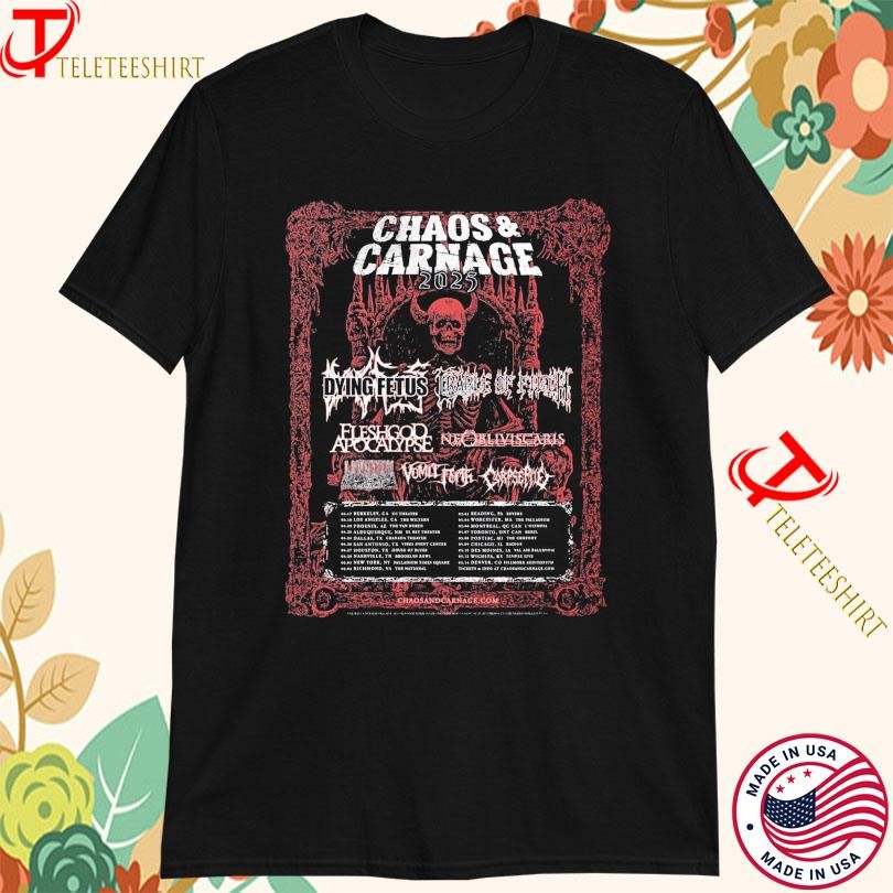 New Chaos & Carnage Tour 2025 Dying Fetus and Cradle Of Filth Lead, Chaos & Carnage T-shirts