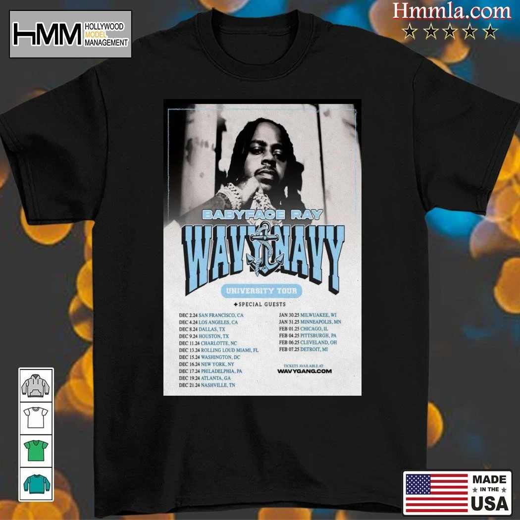 New Babyface Ray Wavy Navy 2025 University Tour, Babyface Ray T-Shirt