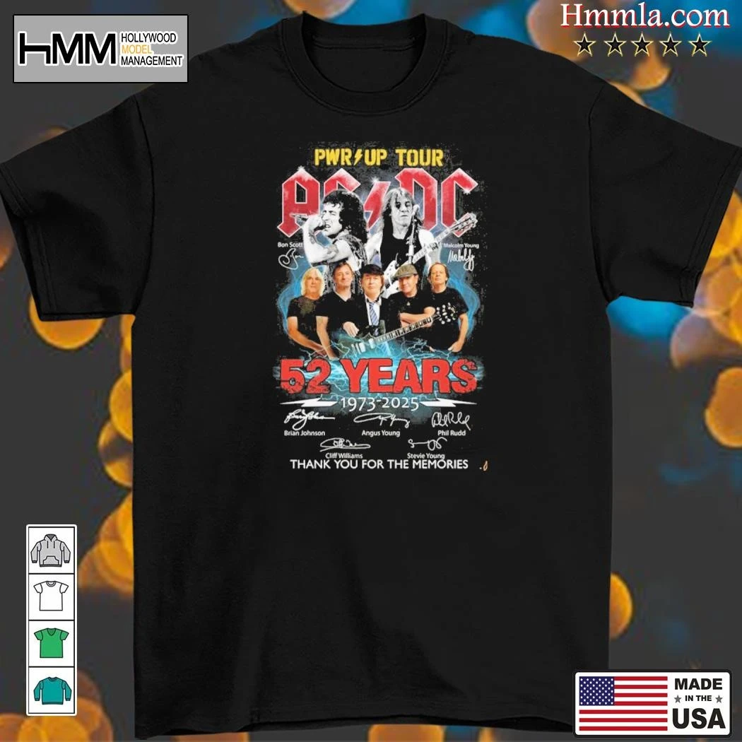 New AC DC PWR Up Tour 52 Years 1973-2025 Thank You For The Memories, AC DC T-Shirt