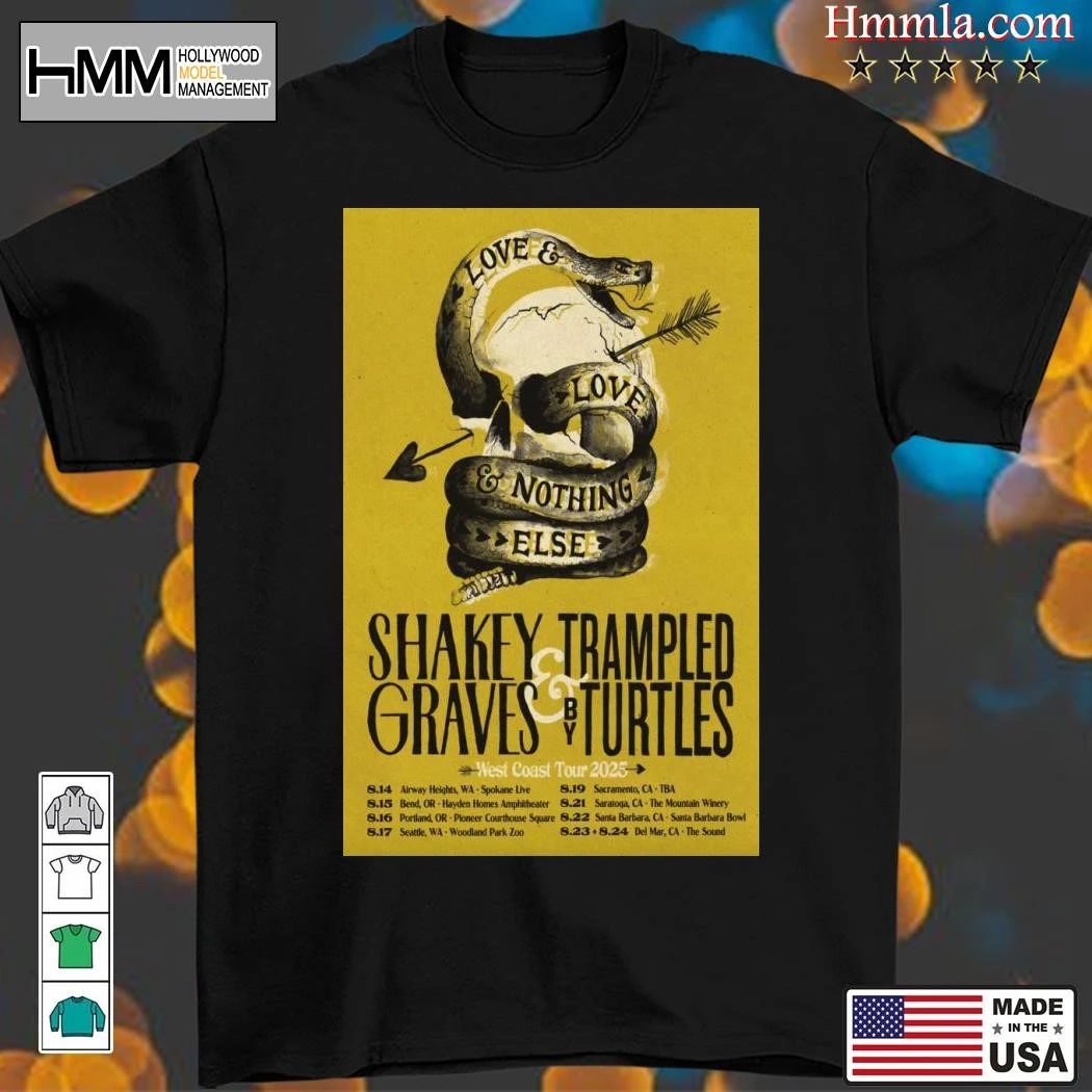 New Shakey Graves And Trampled Turtles West Coast 2025 Tour, Shakey Graves T-Shirt