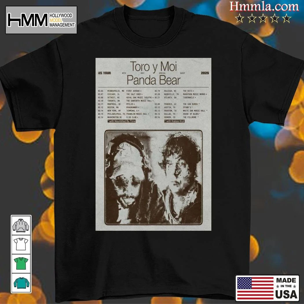 New Toro y Moi & Panda Bear 2025 US Tour Feb, Toro y T-Shirt