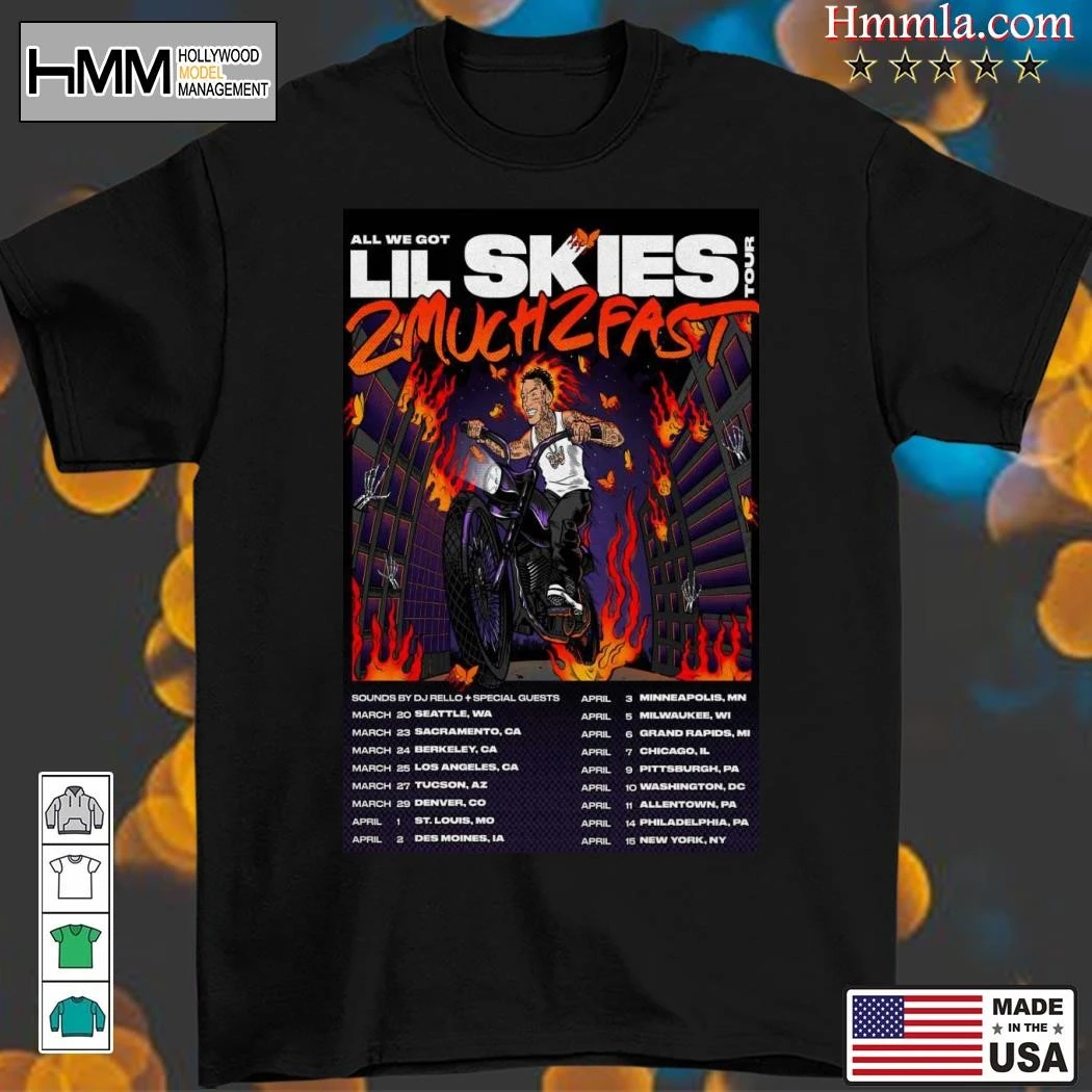New lilskies Tour 2025 2 Much 2 Fast, lilskies Tour T-Shirt