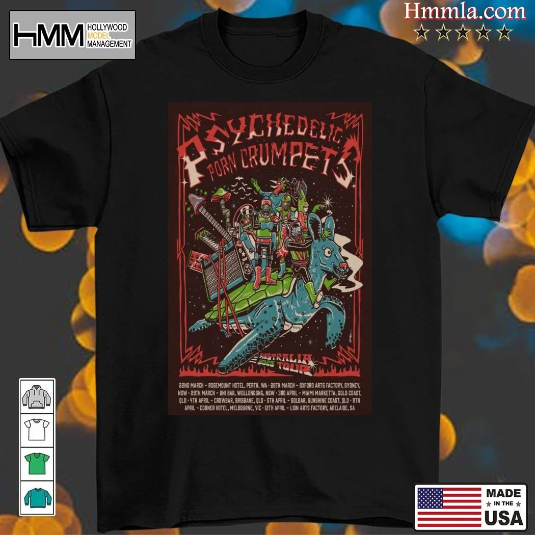 New Psychedelic Porn Crumpets Australia 2025 Tour, Psychedelic Porn T-Shirt