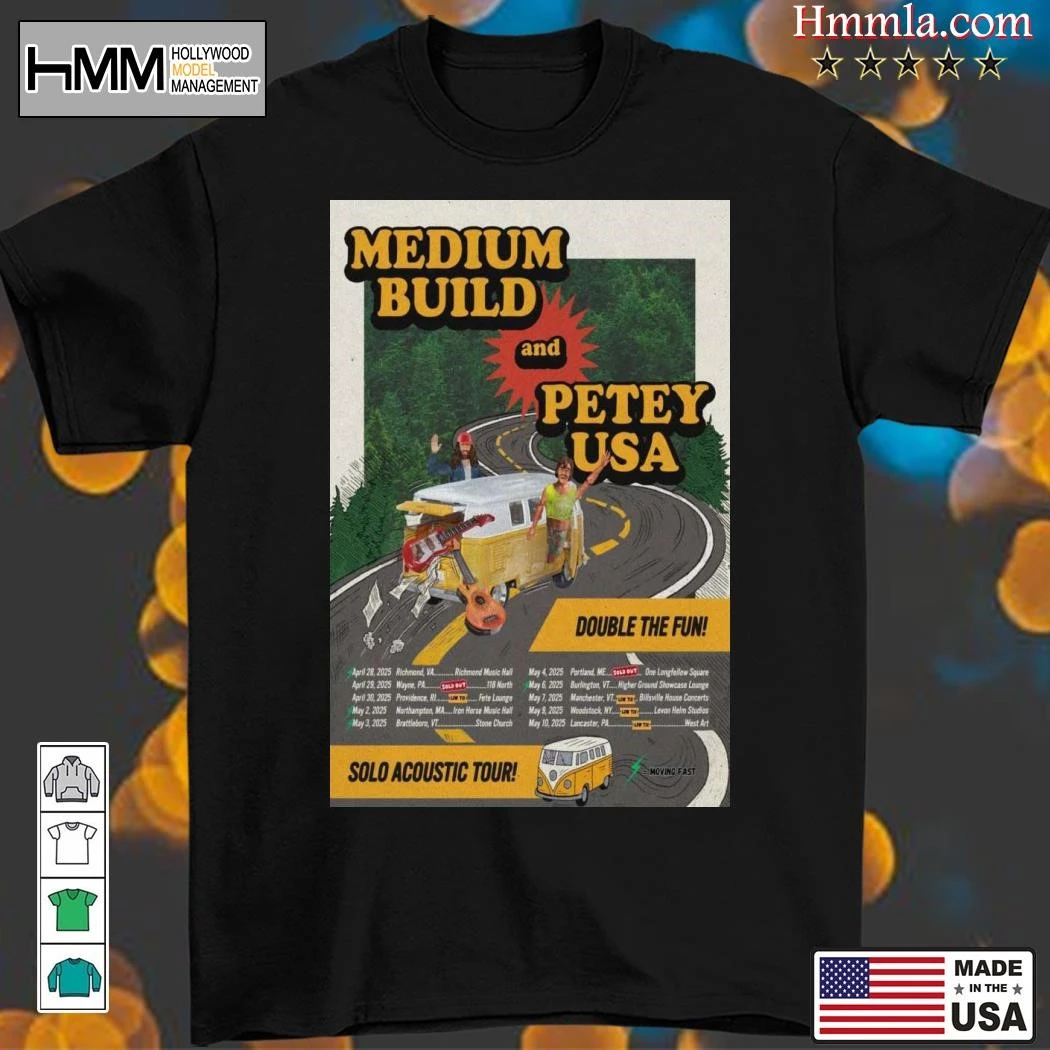 New Medium Build and Petey USA Solo Acoustic Tour 2025, Medium Build T-Shirt