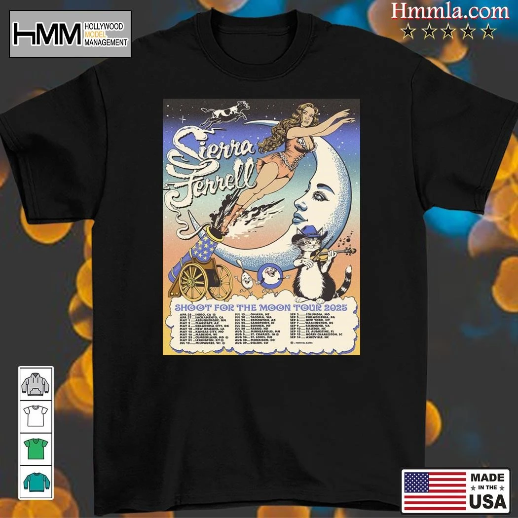 New Sierra Ferrell Shoot For The Moon Tour 2025 North America Tour, Sierra Ferrell T-Shirt