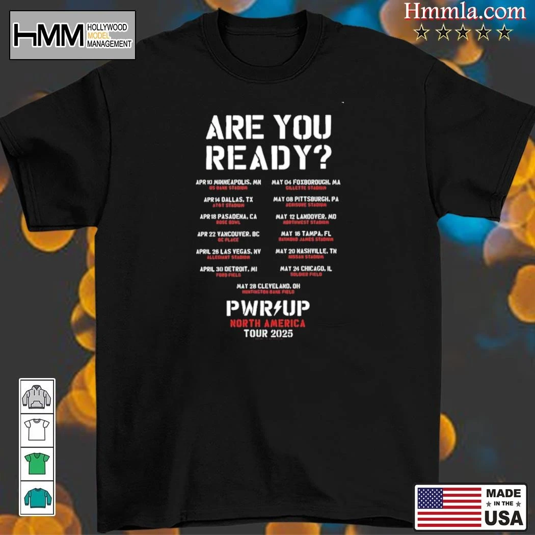 New ACDC Are You Ready PWR UP North America 2025 Tour, ACDC Are T-Shirt
