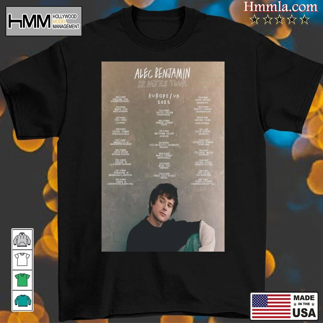 New Alec Benjamin EU UK Tour 2025, Alec Benjamin T-Shirt