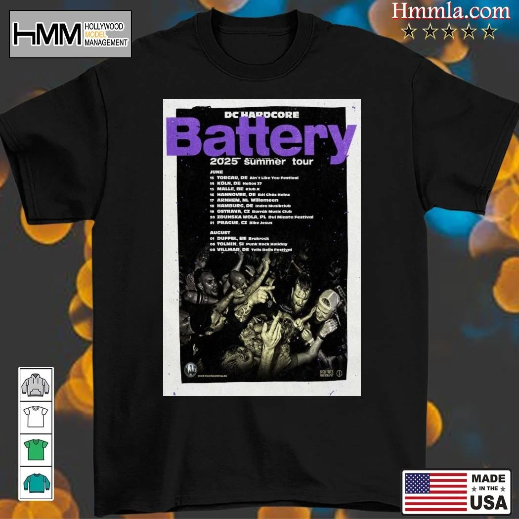 New Battery 2025 Summer Tour DC Hardcore, Battery 2025 T-Shirt