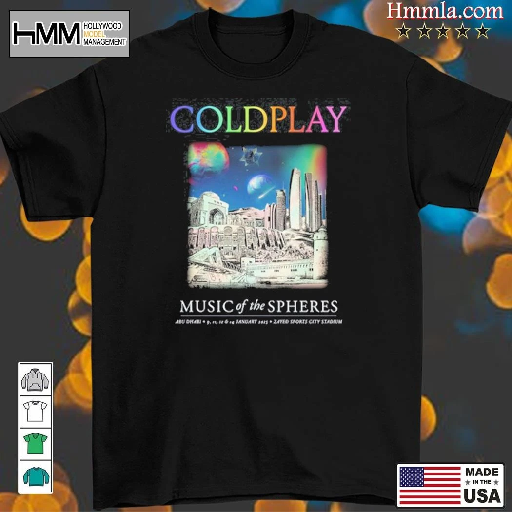 New Coldplay January 2025 Abu Dhabi Music Of The Spheres Tour, Coldplay January T-Shirt