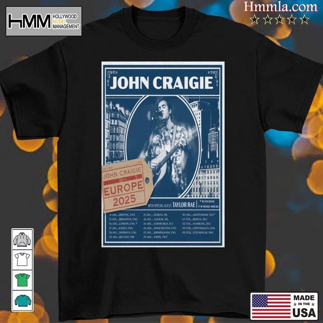 New John Craigie Live In Europe 2025 Tour, John Craigie T-Shirt