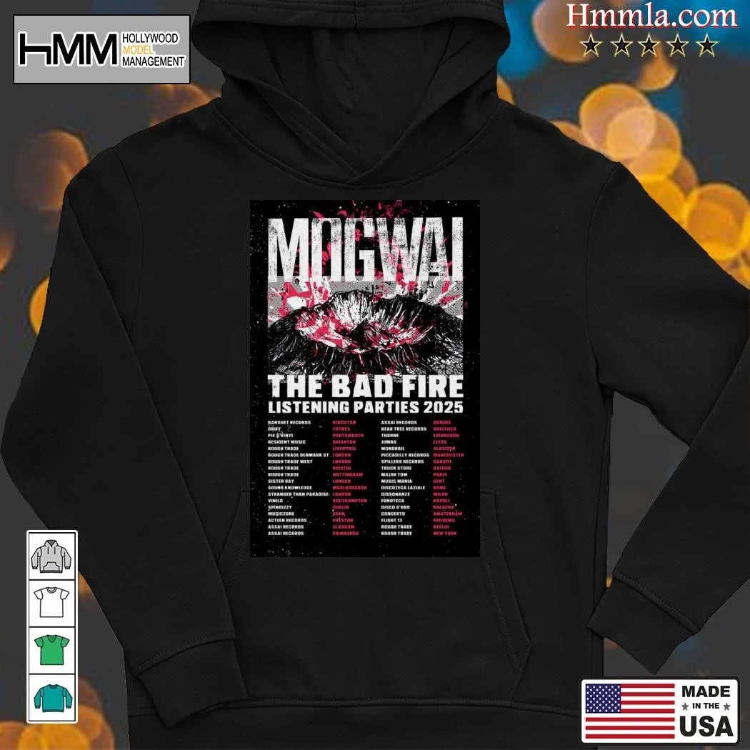 New Mogwai 2025 The Bad Fire Listening Parties Tour, Mogwai 2025 Hoodies