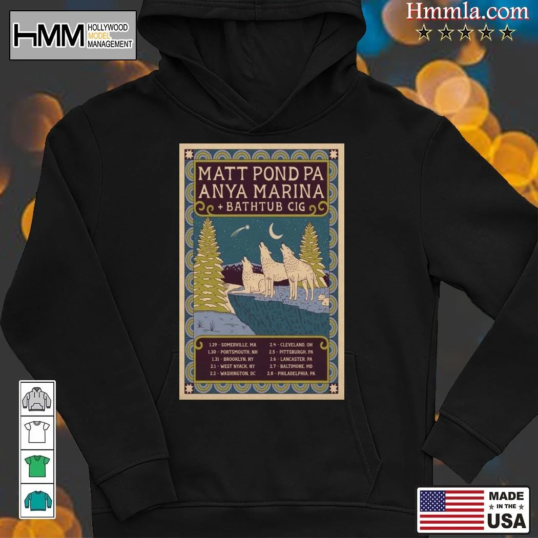New Matt Pond Pa With Anya Marina And Bathtub Cig Winter 2025 Tour, Matt Pond Hoodies