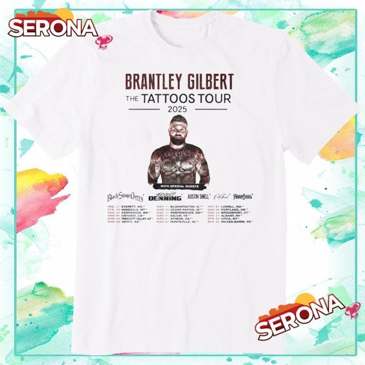 Brantley Gilbert Tattoos Tour 2025, Brantley Gilbert Tattoos T-Shirt