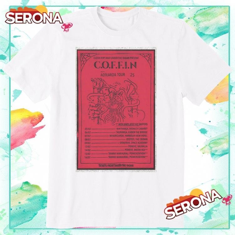 New Clean Dirt And Under The Radar Present Coffin Aotearoa Tour 2025, Clean Dirt T-Shirt