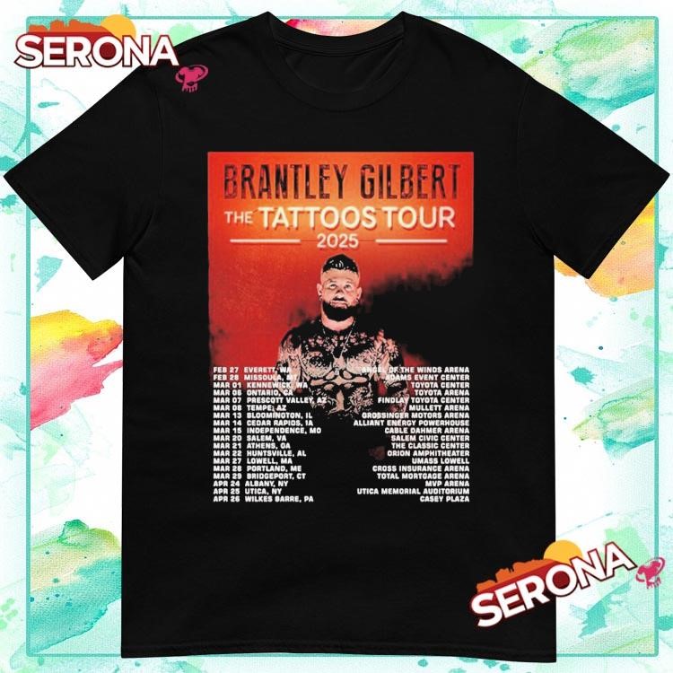 New Brantley Gilbert The Tattoos Usa Tour 2025, Brantley Gilbert The T-Shirt