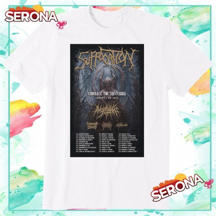 New Suffocation Embrace The Suffering Euuk Tour 2025, Suffocation Embrace The T-Shirt