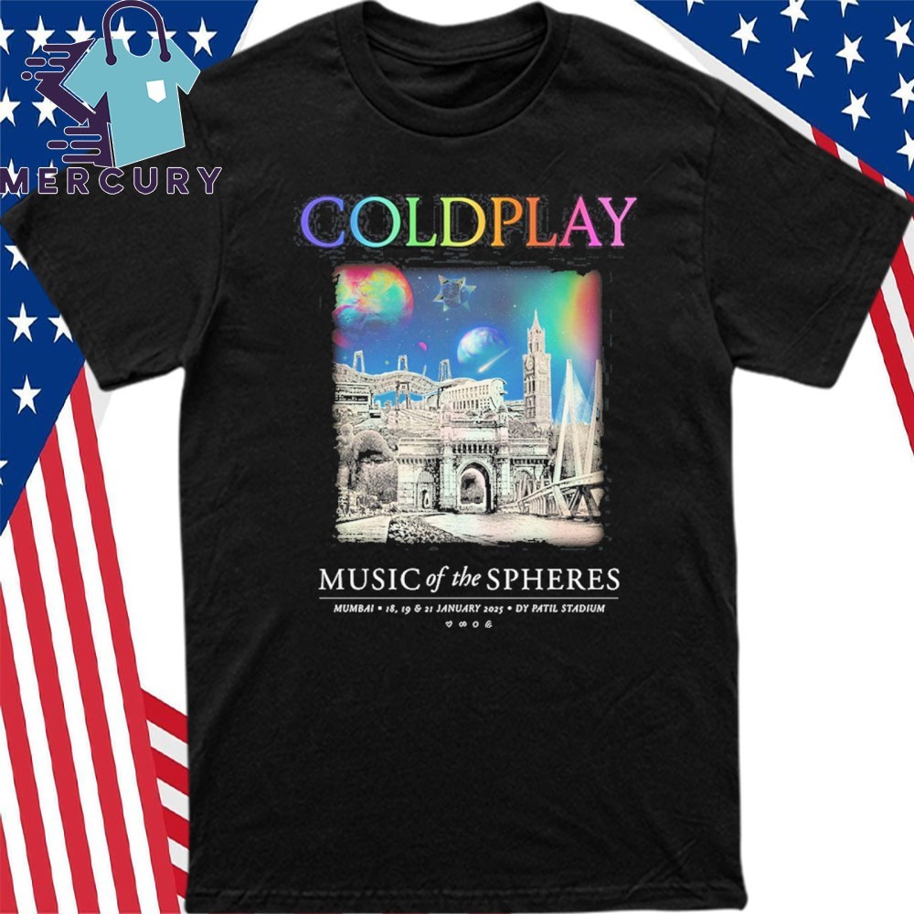 New Coldplay Mumbai 18 19 21 January 2025 DY Patil Stadium Tour, Coldplay Mumbai 18 T-Shirt
