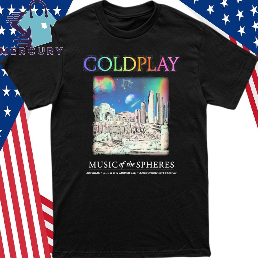 Coldplay Abu Dhabi Jan 2025 Music City Of Spheres Tour, Coldplay Abu Dhabi T-Shirt