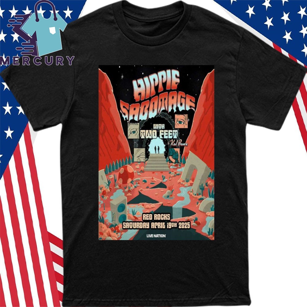 Hippie Sabotage Red Rocks Amphitheatre Morrison CO Tour 2025, Hippie Sabotage Red T-Shirt