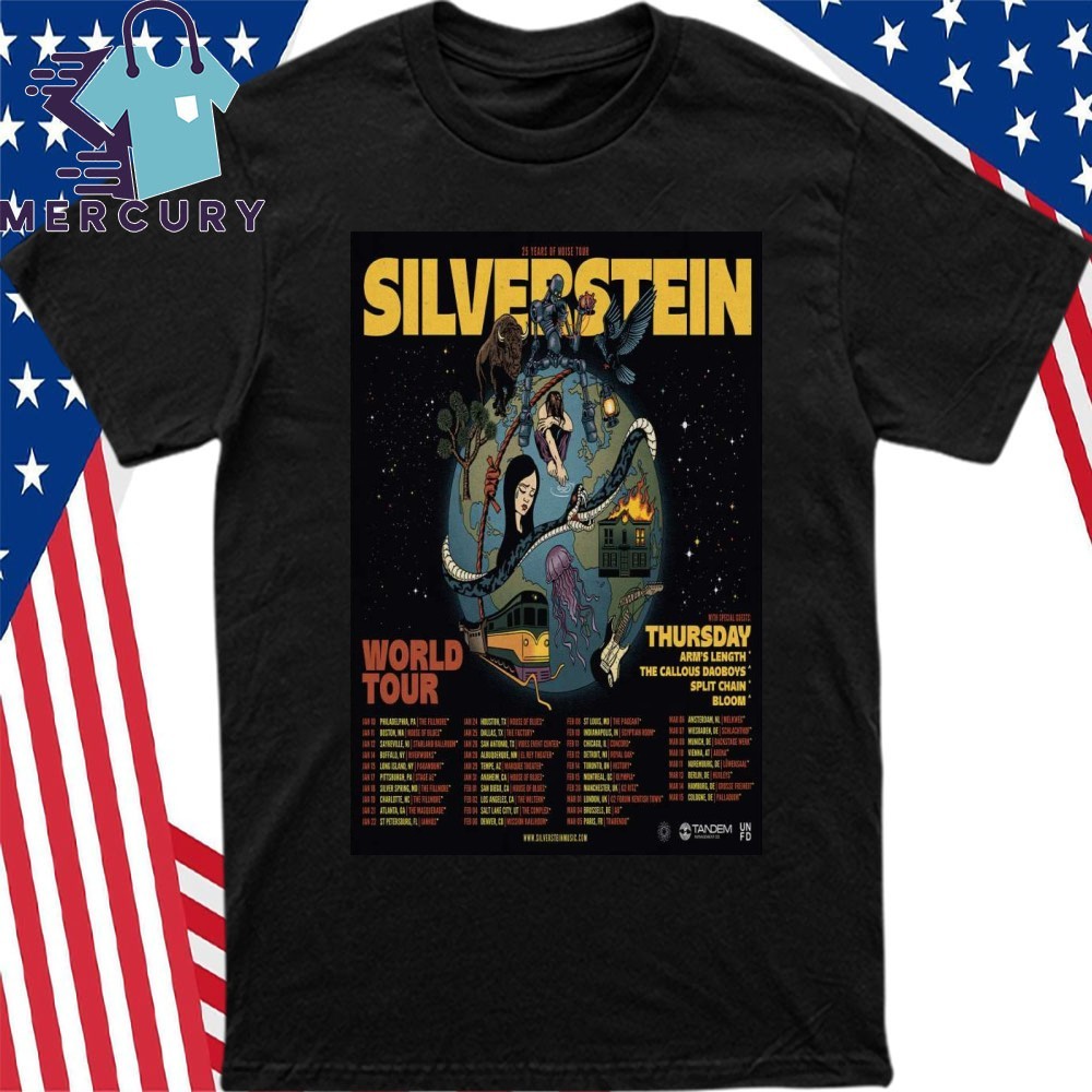 Silverstein World Tour 25 Years Of Noise 2025, Silverstein World Tour T-Shirt