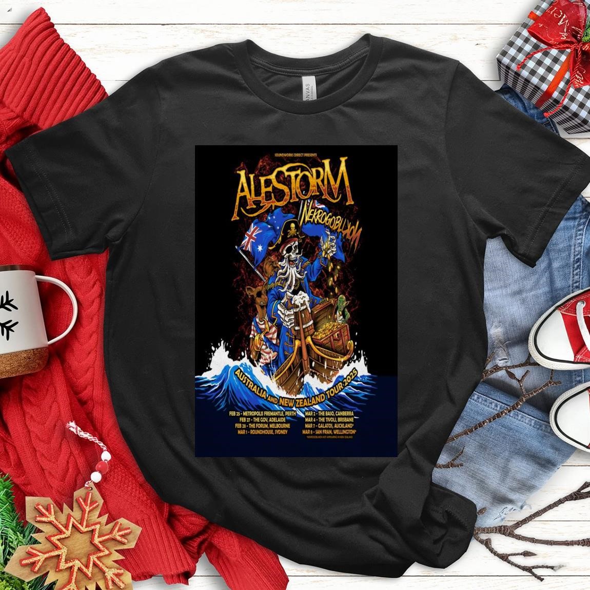 New Official Alestorm And New Zealand Tour 2025, Alestorm Australia T-Shirts