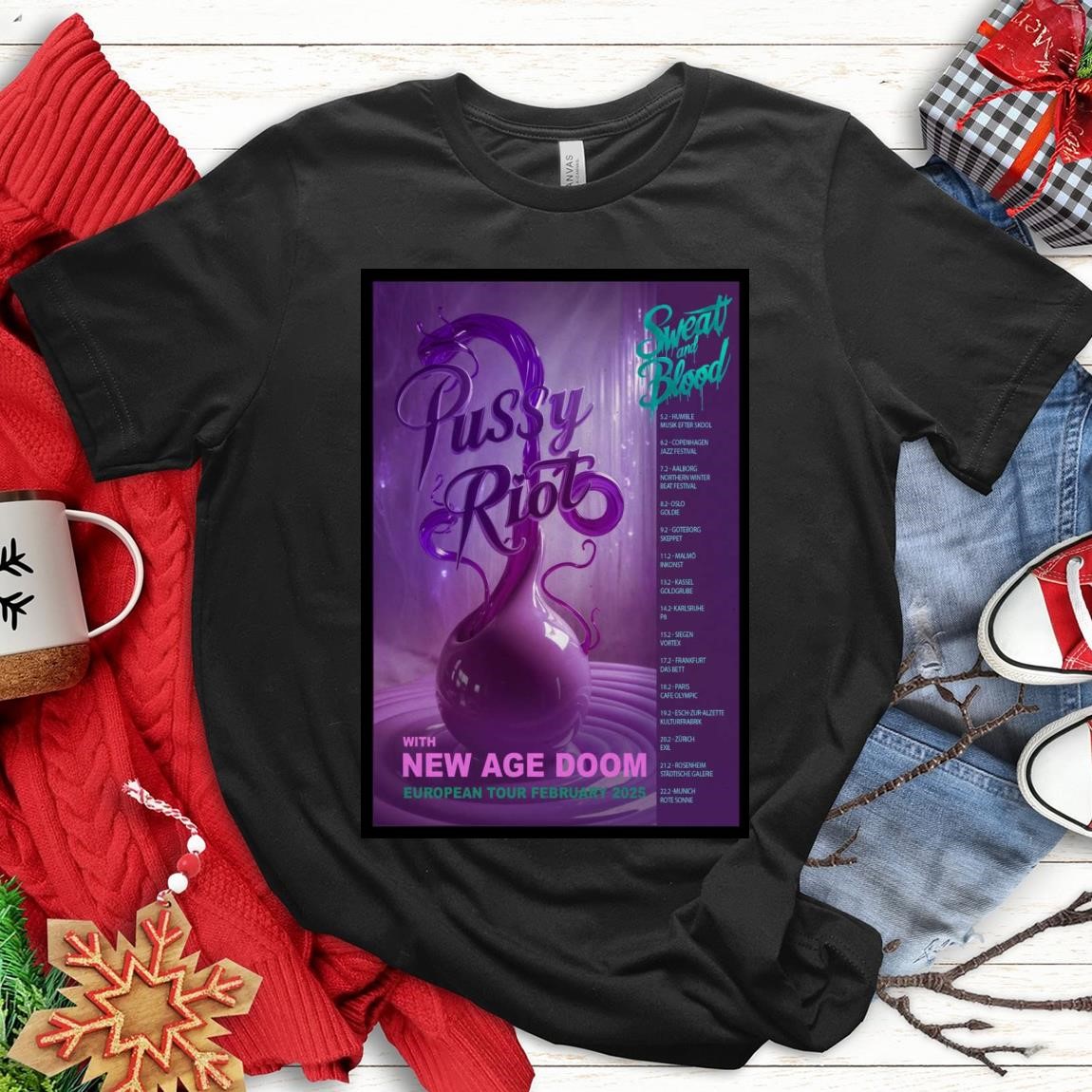 New Official Pussy Riot European Tour February 2025, Pussy Riot T-Shirts