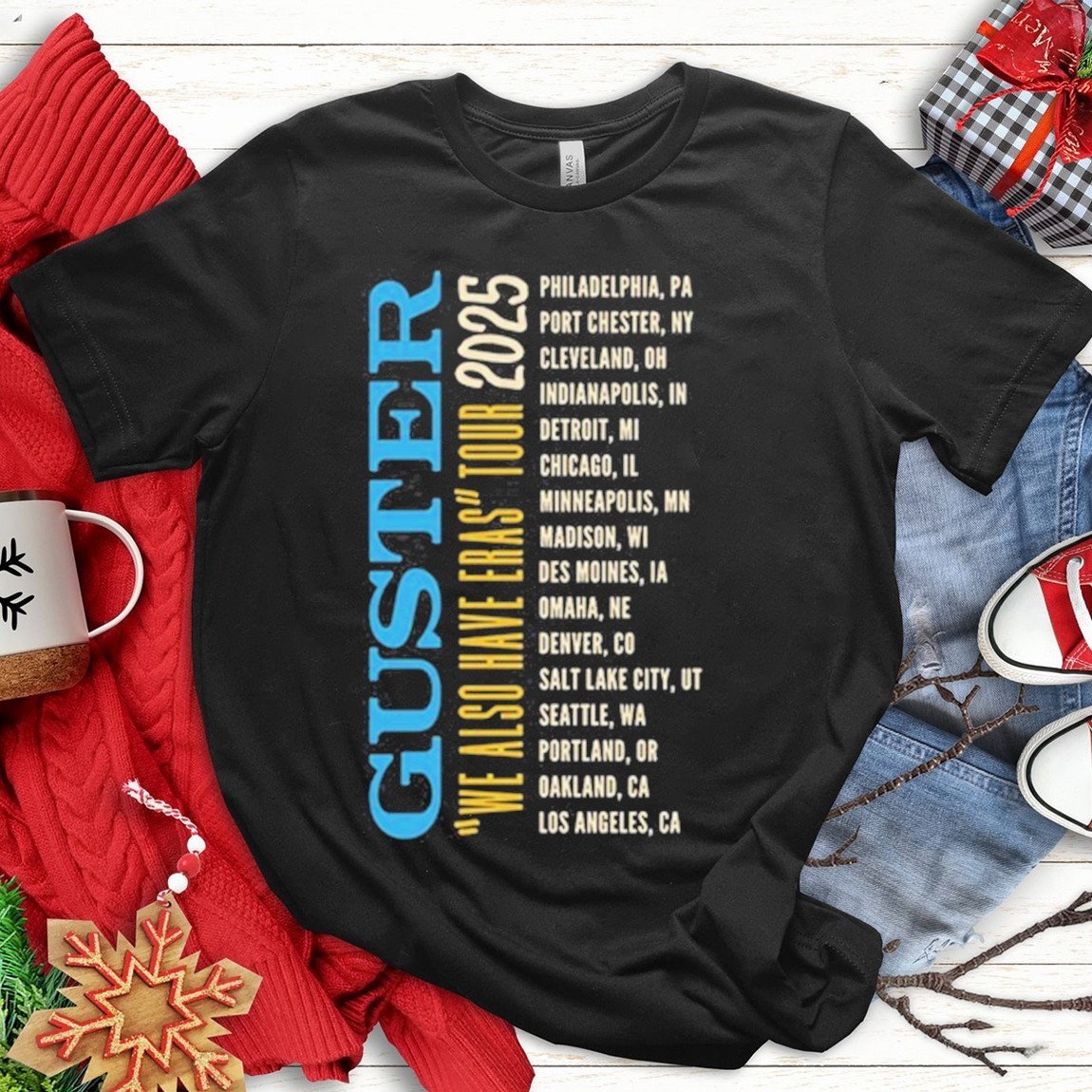 New Official Guster Black 2025 Eras Tour Tee, Guster Black T-Shirts