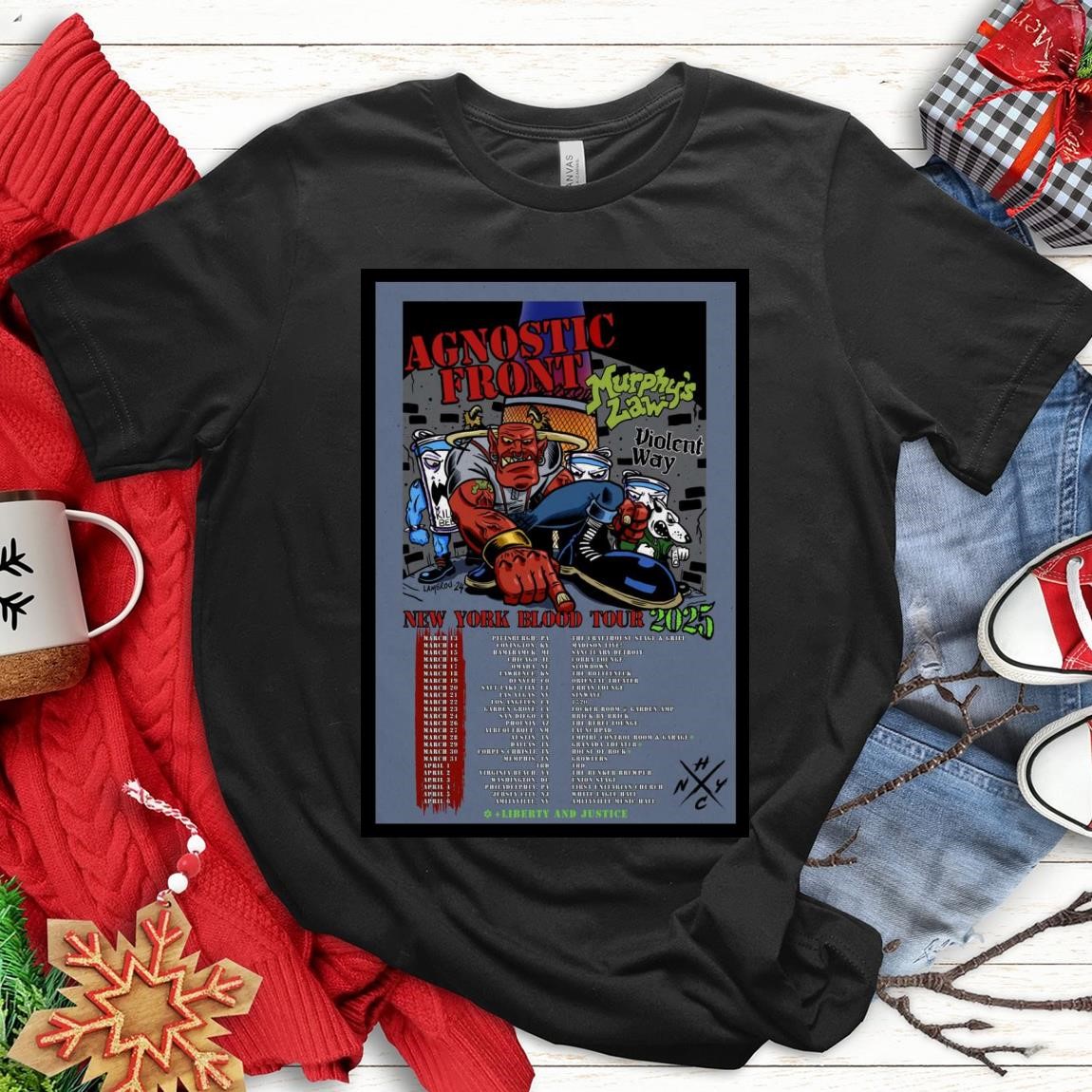 Official Agnostic Front Murphys Law New York Blood 2025 Tour, Agnostic Front T-Shirts