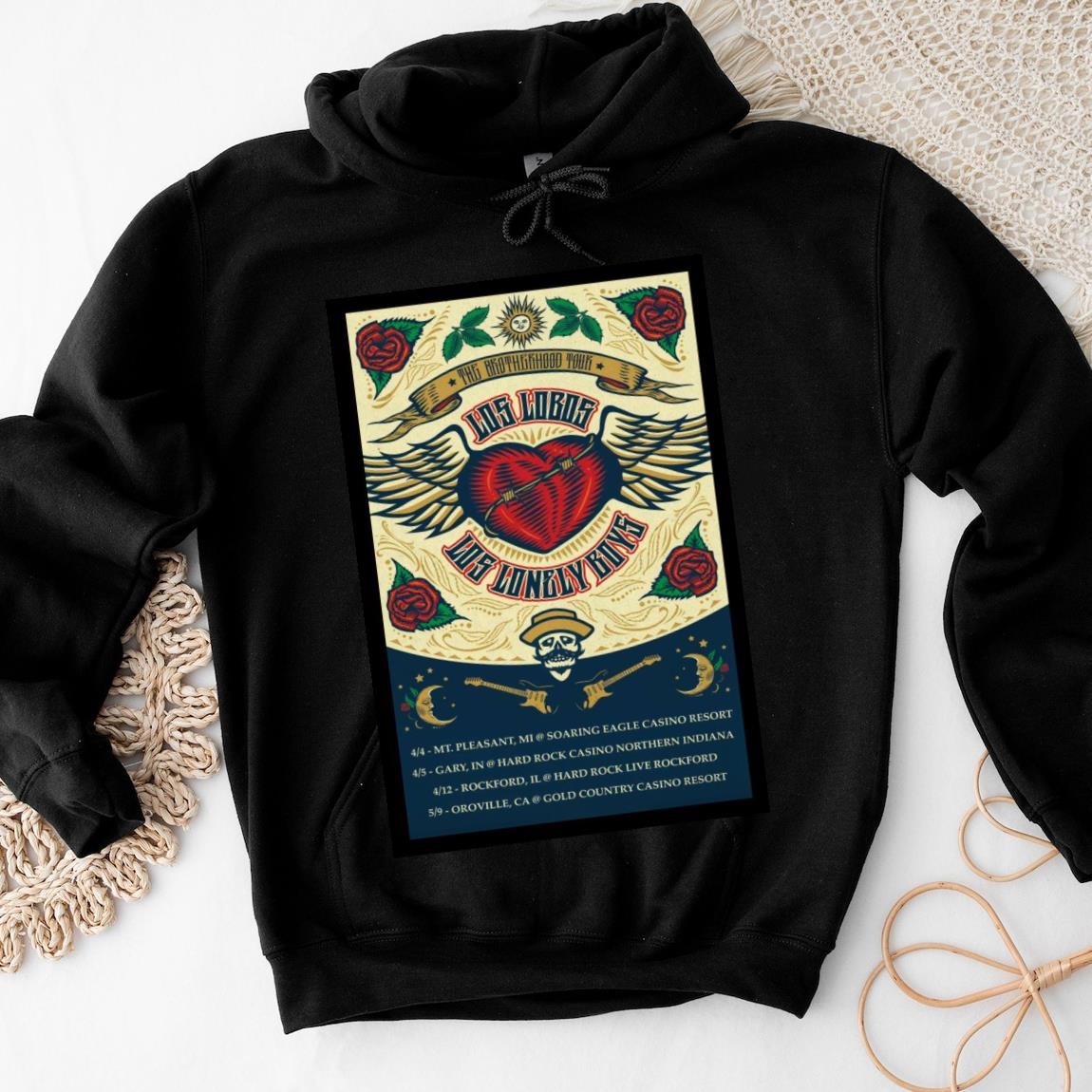 New Official Los Lobos And Los Lonely Boys Brotherhood Tour 2025, Los Lobos Hoodies