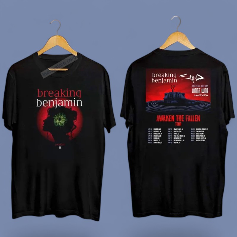 New 2025 Breaking Benjamin Awaken The Fallen Tour, 2025 Breaking Benjamin T-Shirt